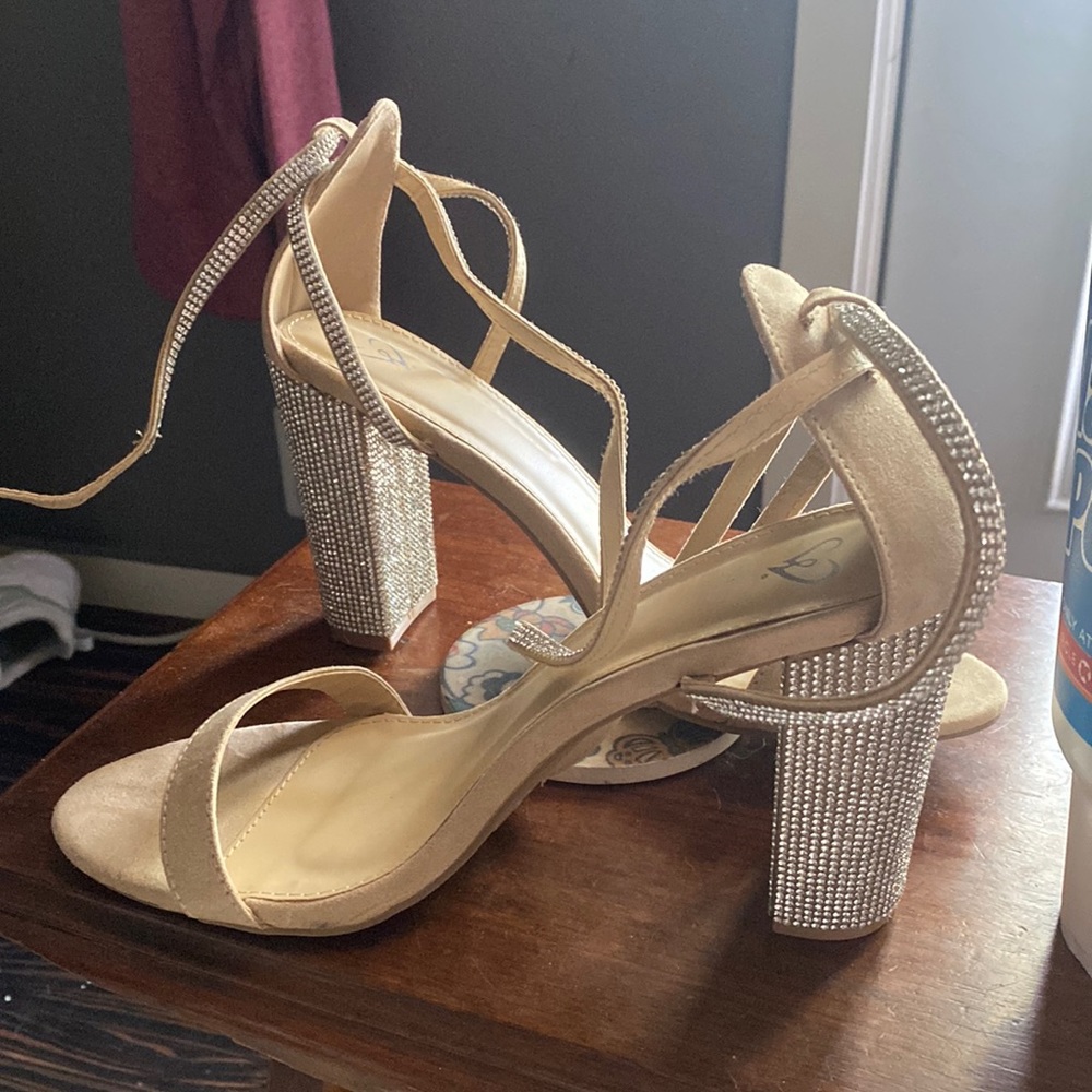 Nude rhinestoned heels from Windsor